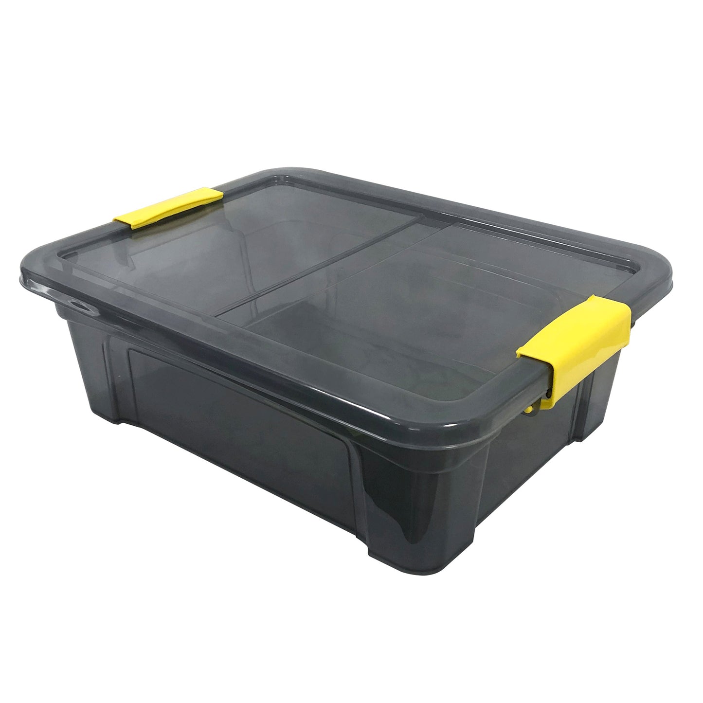 22141 - Modern Homes 12.5L Translucent Grey Storage Box with Yellow Handles