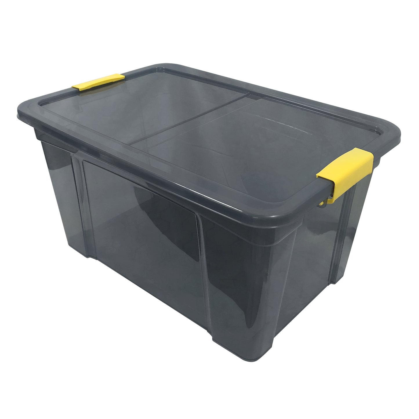22145 - Modern Homes 36L Translucent Grey Storage Box with Yellow Handles