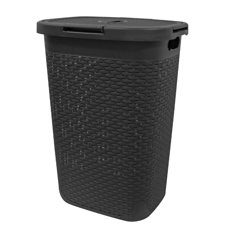 67520- Modern Homes Laundry Hamper 60L Grey- Rattan Style
