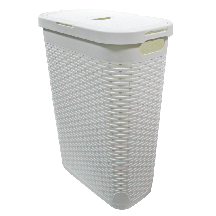 67521- Modern Homes Laundry Hamper 40L White- Rattan Slim