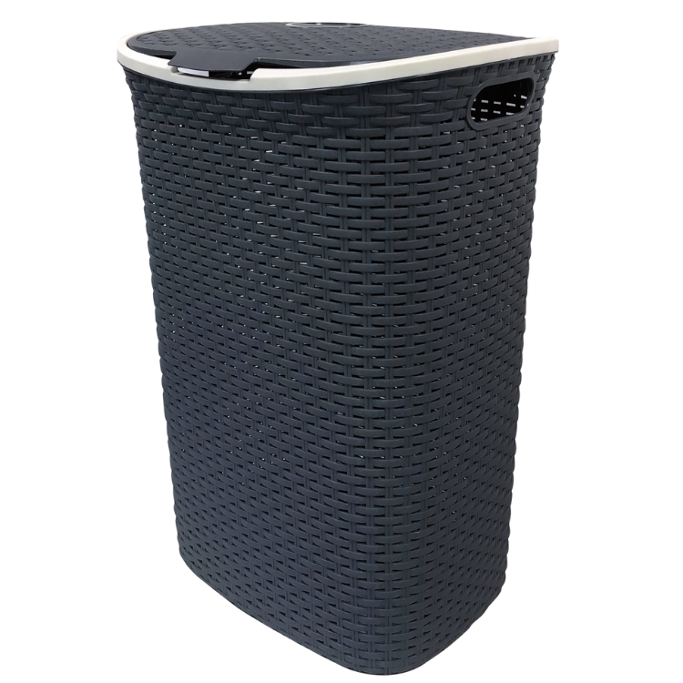 67551- Laundry Hamper 60L White- Colour Rim