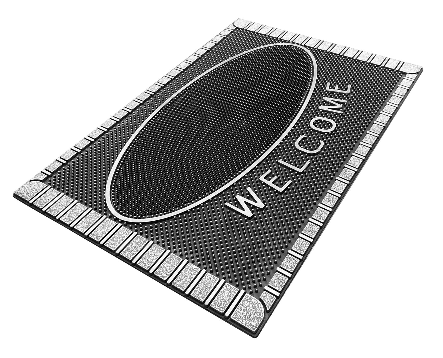 99703- Floor Choice 15”x23” Friendly Welcome Silver Mat