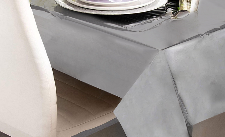 22135- 5 Pack Silver Disposable Table Cloth