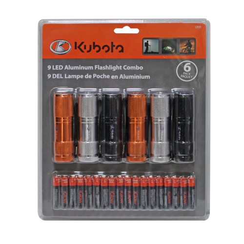 12035 - Kubota 9 LED Flashlight 6 pack/Kubota 9 Lampe de Poche LED, Paquet de 6