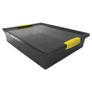 22149 - Modern Homes Large Translucent Grey Storage Box with Yellow Handles
